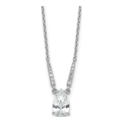 Sterling Silver CZ Pear Necklace
