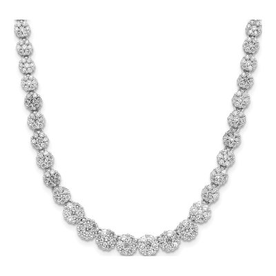 Sterling Silver CZ Cluster Necklace