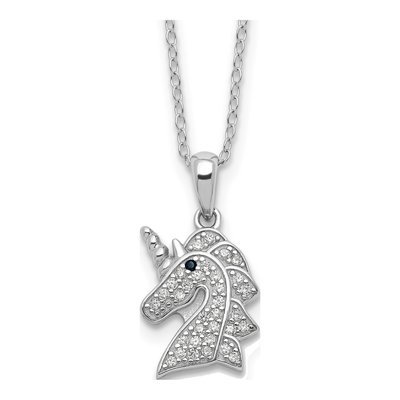Sterling Silver CZ Unicorn Pendant Necklace