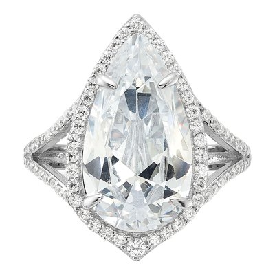 Sterling Silver CZ Teardrop Ring – view 5