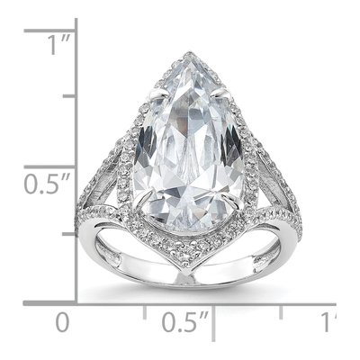 Sterling Silver CZ Teardrop Ring – view 6