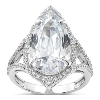 Sterling Silver CZ Teardrop Ring