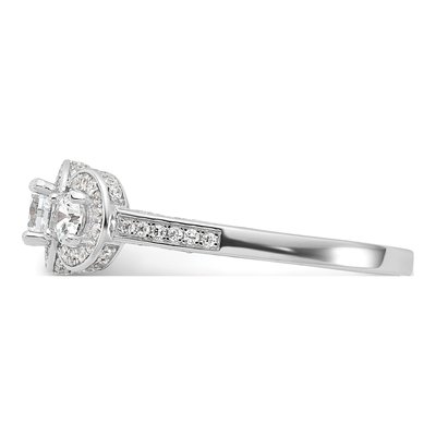 Sterling Silver CZ Three Halo Engagement Ring – view 4