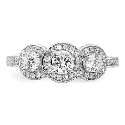Sterling Silver CZ Three Halo Engagement Ring – view 5