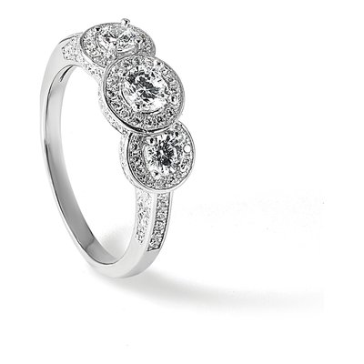 Sterling Silver CZ Three Halo Engagement Ring – view 8