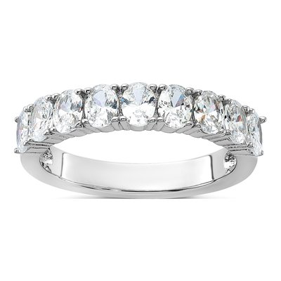 Sterling Silver CZ Oval 9-Stone Ring