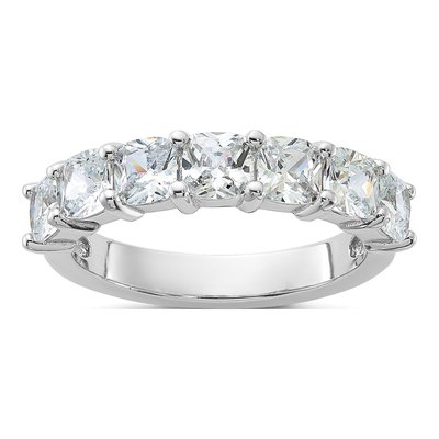 Sterling Silver CZ 7-Stone Cushion Ring