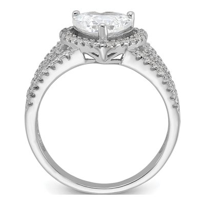 Sterling Silver CZ Halo Heart Ring – view 3
