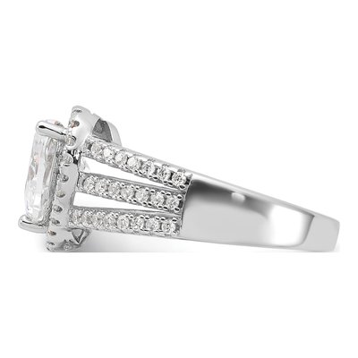 Sterling Silver CZ Halo Heart Ring – view 4