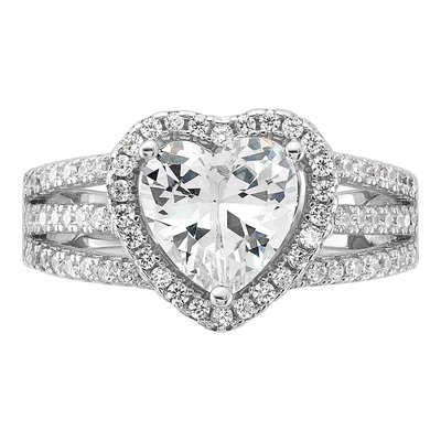 Sterling Silver CZ Halo Heart Ring – view 5