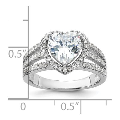 Sterling Silver CZ Halo Heart Ring – view 6
