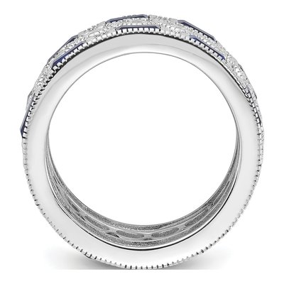 Sterling Silver Blue & White CZ Ring Set – view 3