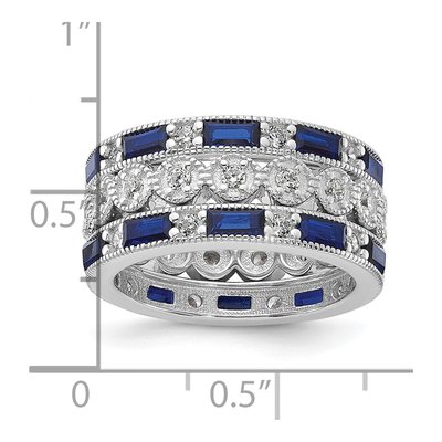 Sterling Silver Blue & White CZ Ring Set – view 6