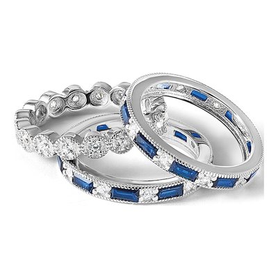 Sterling Silver Blue & White CZ Ring Set – view 8