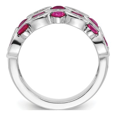 Sterling Silver Lab-Created Ruby & CZ Fancy Brilliant-Cut Ring – view 3