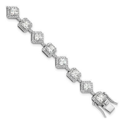 Sterling Silver CZ Fancy Brilliant-Cut Cushion-Cut Bracelet
