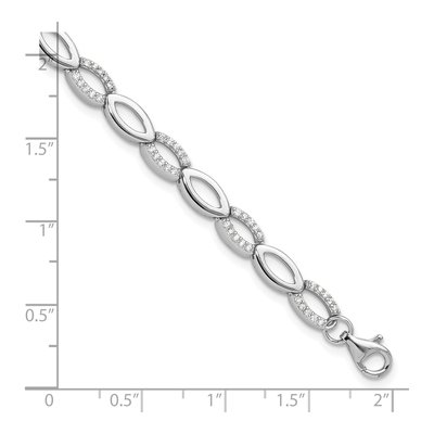 Sterling Silver CZ Marquise Link Bracelet – view 4