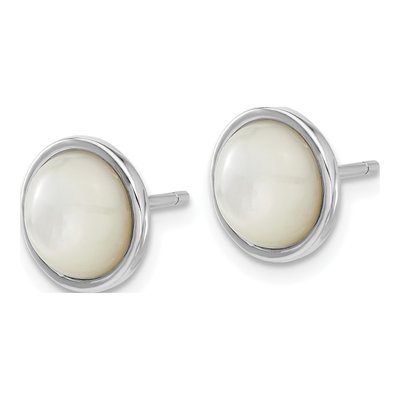 Sterling Silver 8mm Round Mother of Pearl Stud Earrings – view 2