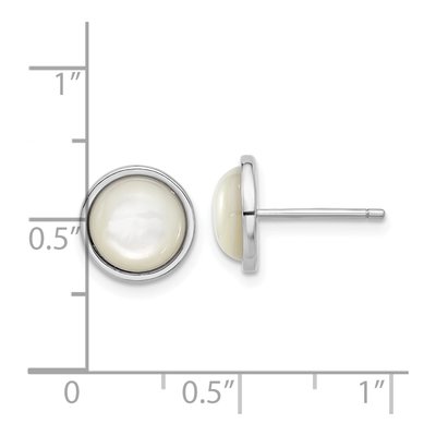 Sterling Silver 8mm Round Mother of Pearl Stud Earrings – view 4