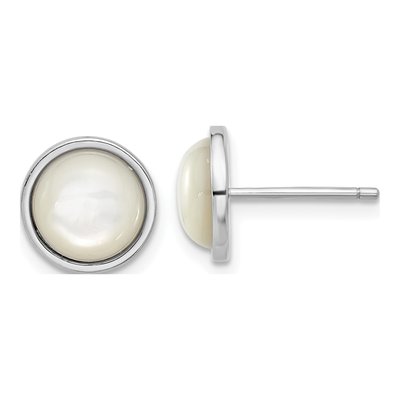 Sterling Silver 8mm Round Mother of Pearl Stud Earrings