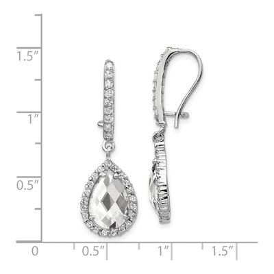 Sterling Silver CZ Pear Halo Dangle Earrings – view 5