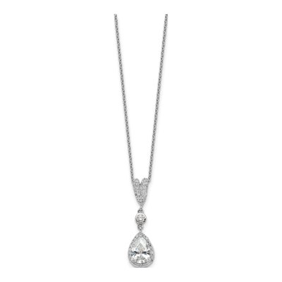 Sterling Silver CZ Teardrop Pendant Necklace – view 3