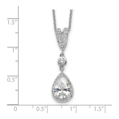 Sterling Silver CZ Teardrop Pendant Necklace – view 4
