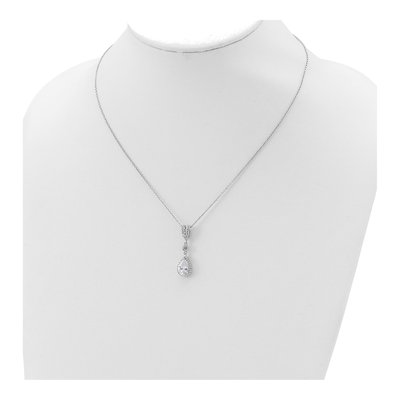 Sterling Silver CZ Teardrop Pendant Necklace – view 5
