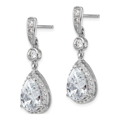 Sterling Silver CZ Teardrop Dangle Earrings – view 3