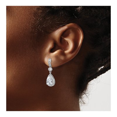 Sterling Silver CZ Teardrop Dangle Earrings – view 4