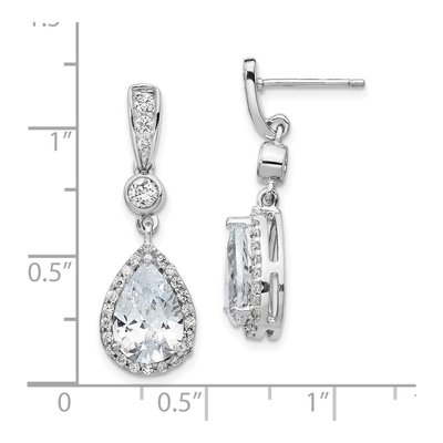 Sterling Silver CZ Teardrop Dangle Earrings – view 5
