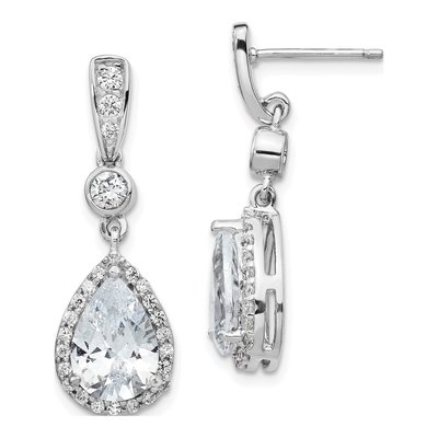 Sterling Silver CZ Teardrop Dangle Earrings