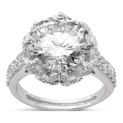 Sterling Silver CZ Brilliant-Cut Round Ring