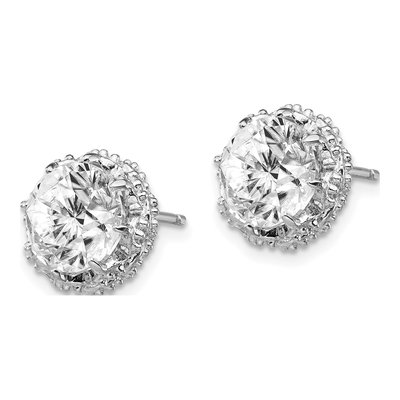 Sterling Silver 9mm CZ Round Stud Earrings – view 3