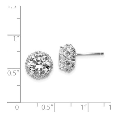 Sterling Silver 9mm CZ Round Stud Earrings – view 5