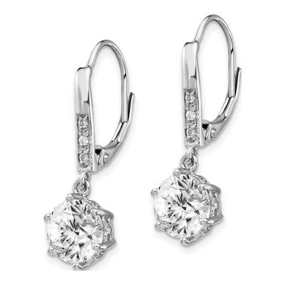 Sterling Silver CZ Leverback Earrings – view 3