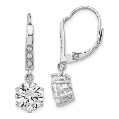 Sterling Silver CZ Leverback Earrings
