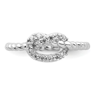 Sterling Silver CZ Knot Ring – view 5