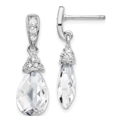 Sterling Silver CZ Briolette Dangle Earrings