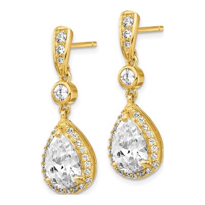 Gold-Plated Sterling Silver CZ Teardrop Dangle Earrings – view 3