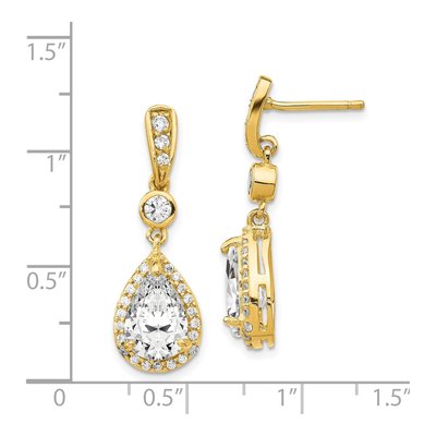 Gold-Plated Sterling Silver CZ Teardrop Dangle Earrings – view 7