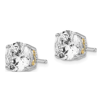 Sterling Silver 8mm Round CZ Stud Earrings – view 3