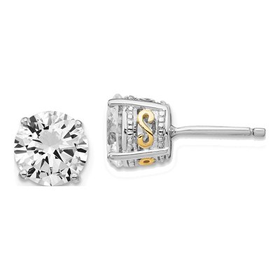 Sterling Silver 8mm Round CZ Stud Earrings