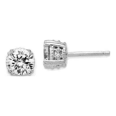 Sterling Silver 6.5mm Round CZ Stud Earrings