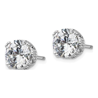 Sterling Silver 8mm Round CZ Stud Earrings – view 3