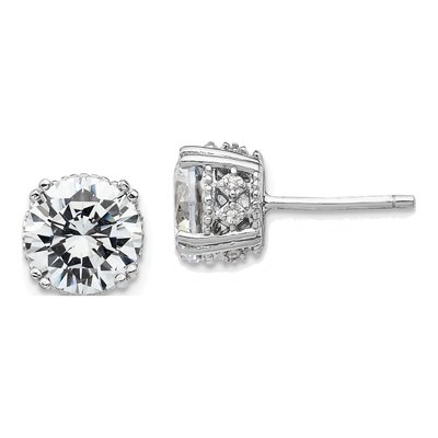 Sterling Silver 8mm Round CZ Stud Earrings