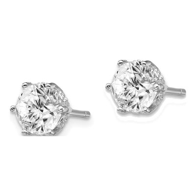 Sterling Silver 6.5mm Round CZ Stud Earrings – view 3