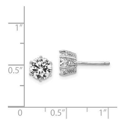Sterling Silver 6.5mm Round CZ Stud Earrings – view 5