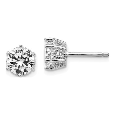 Sterling Silver 6.5mm Round CZ Stud Earrings