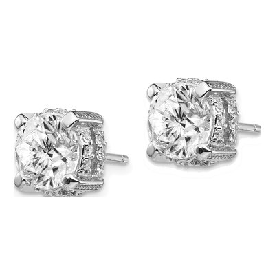 Cheryl M Sterling Silver 8mm CZ Stud Earrings – view 3